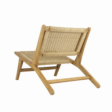Parker Mid-Century Modern Woven Seagrass Wood Armless Indoor Lounge Chair